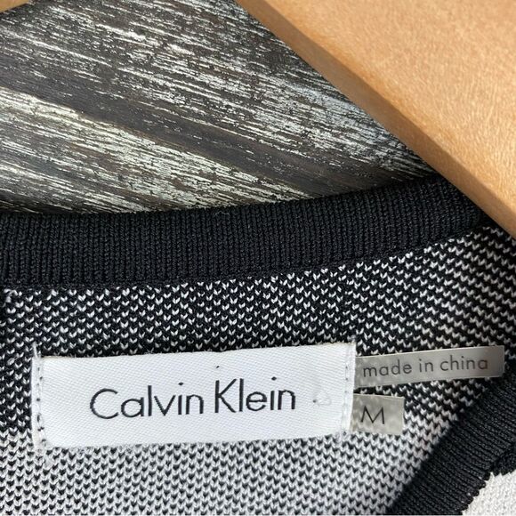 Calvin Klein Black & White Sleeveless Print Knit Dress M - Picture 6 of 7